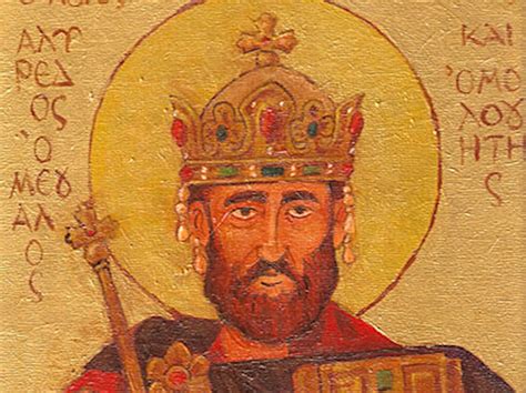 pre renascence painting. man with a beard. wearing a crown background is a yellows hue 