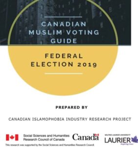 Book cover. Canadian Muslim Voting Guide Federal election 2019